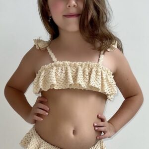 Conjunto de Bikini para Nina Tejido con Textura de Escamas Coleccion SELFISH BABE Color Arena SBBIFARE Talla 10