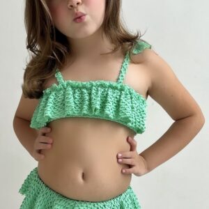 Conjunto de Bikini para Nina Tejido con Textura de Escamas Coleccion SELFISH BABE Color Verde Aqua SBBIFVER Talla 0